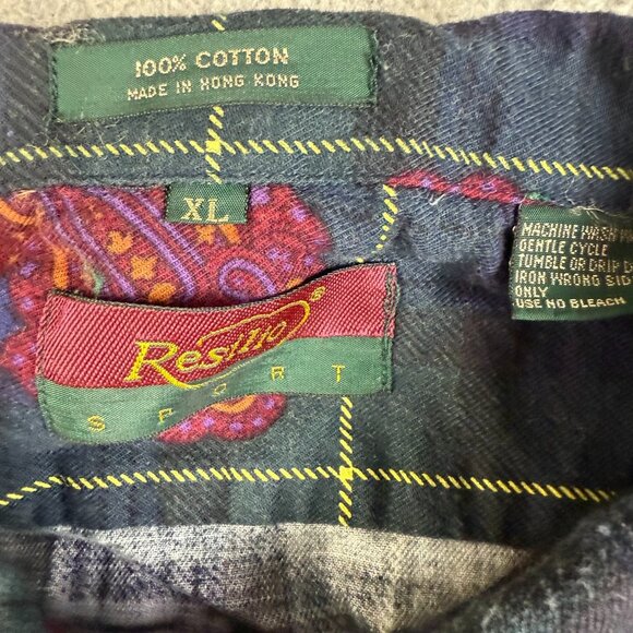 Vintage Mens Extra Large Long Sleeve Button Down Shirt Paisley Patchwork Cotton - Picture 5 of 7